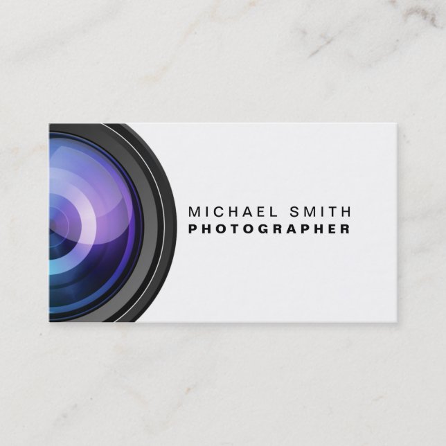 Photographer Photography Camera Lens Professional Business Card (Front)