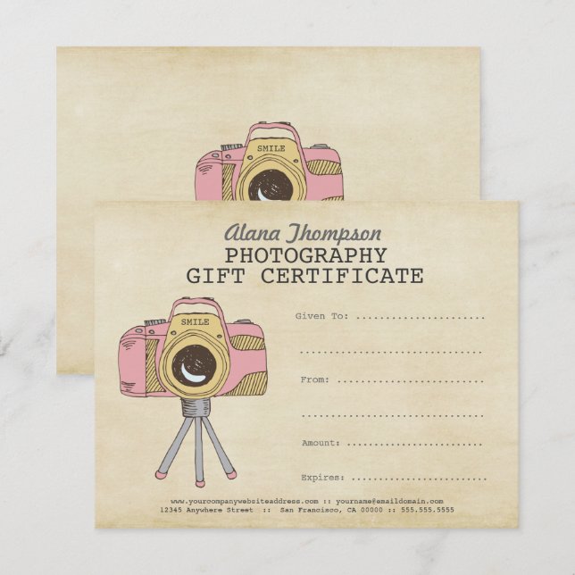 Photographer Photography Gift Certificate Template