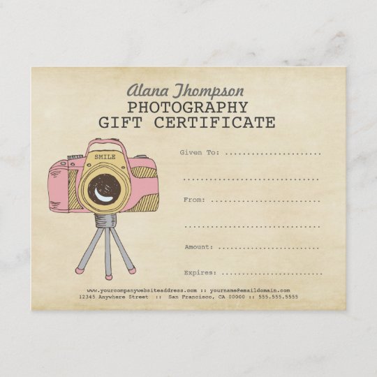 Photographer Gift Certificate Template from rlv.zcache.com