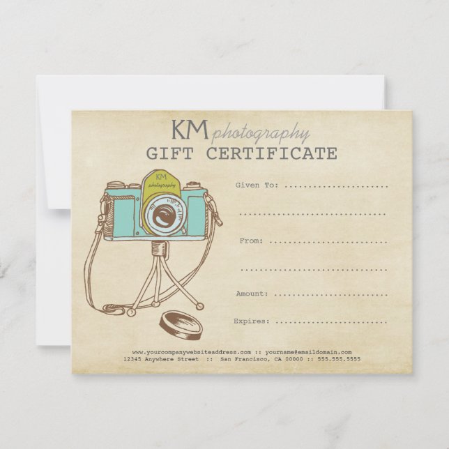 Photographer Photography Gift Certificate Template (Front)