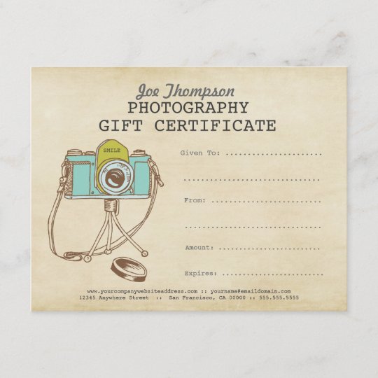 Photographer Photography Gift Certificate Template Zazzle Photography Gift Certificate Template