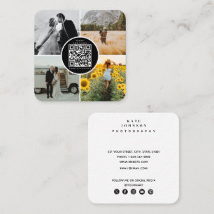 Photographer Photos QR Code Social Media Icons Square Business Card