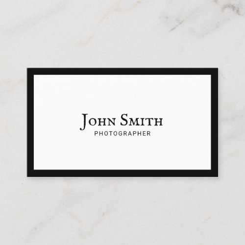 Plain Black Border Photographer Business Card