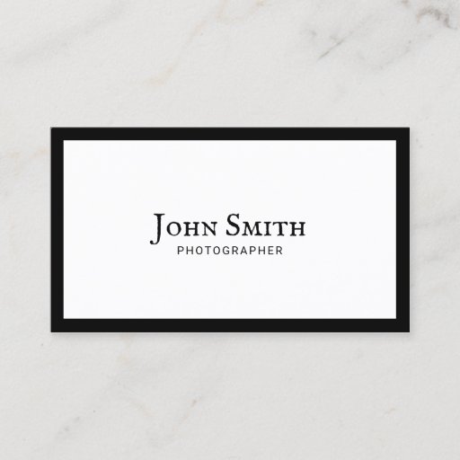 Customizable Plain Black Border Photographer Business Card