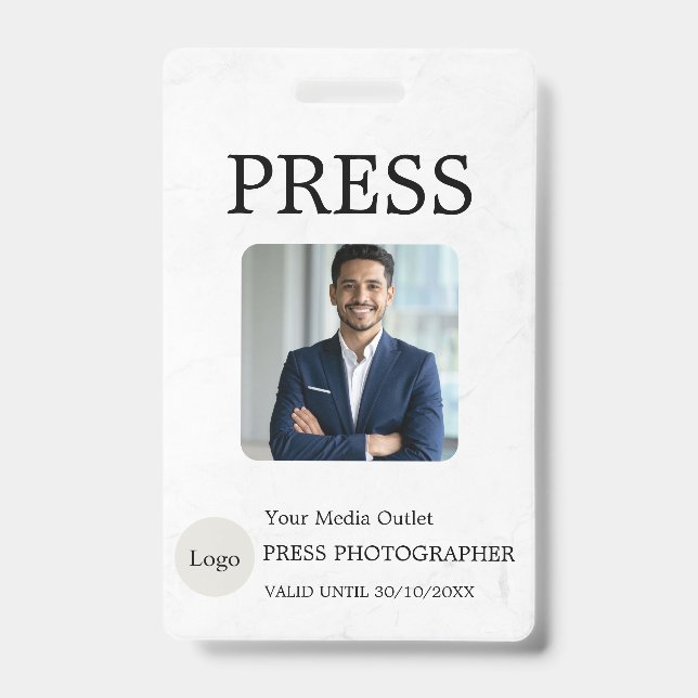Photographer Press Journalist Id Card Custom Badge (Front)