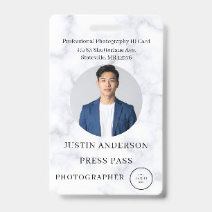 Photographer Press Journalist Id Card Custom Badge