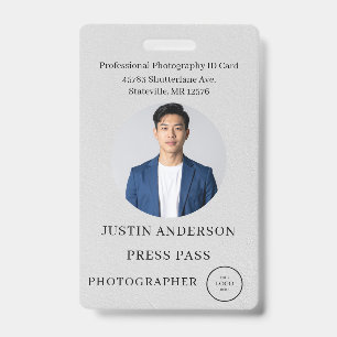 Photographer Press Journalist Id Card Custom Badge