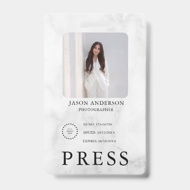Photographer Press Journalist Id Card Custom Badge (Front)