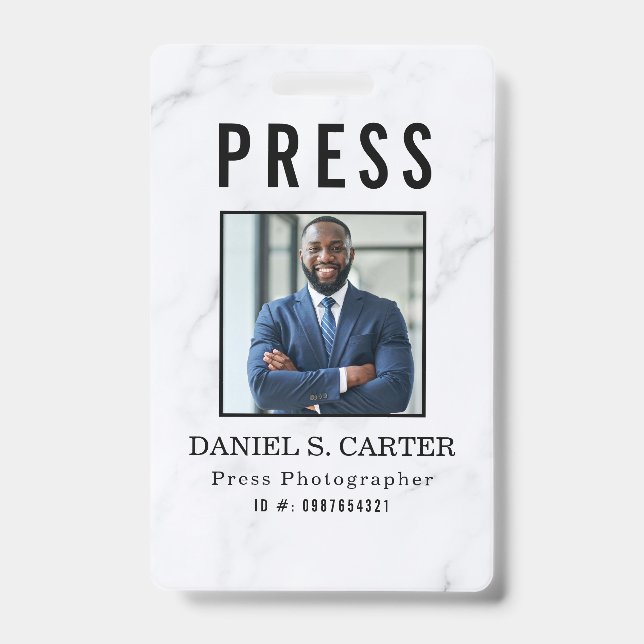 Photographer Press Journalist Id Card Custom Badge (Front)