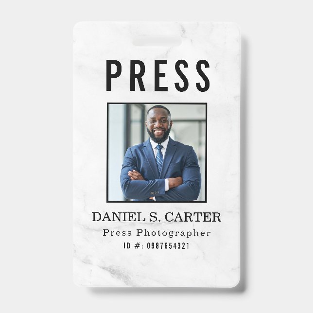 Photographer Press Journalist Id Card Custom Badge (Front)
