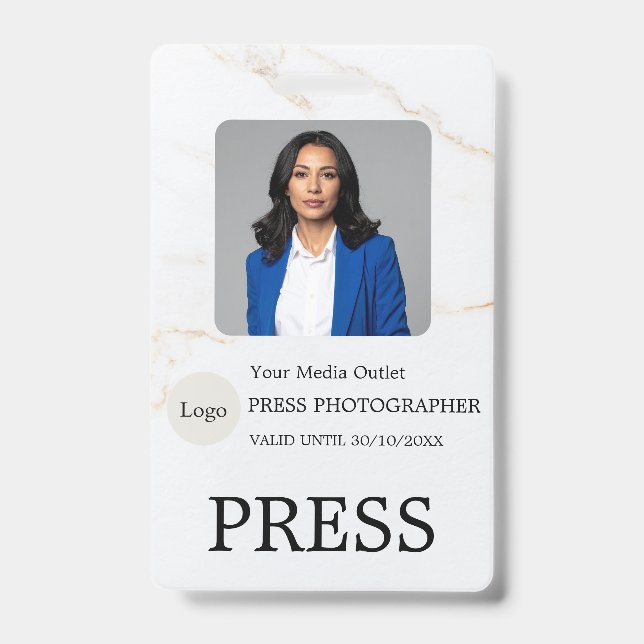 Photographer Press Journalist Id Card Custom Badge (Front)
