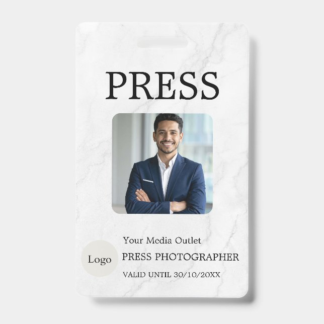 Photographer Press Journalist Id Card Custom Badge (Front)