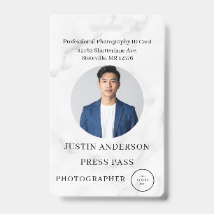 Photographer Press Journalist Id Card Custom Badge
