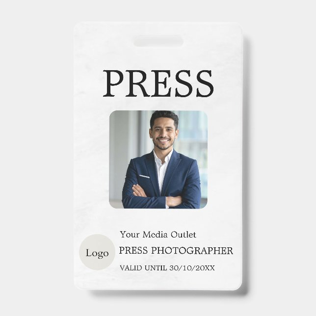 Photographer Press Journalist Id Card Custom Badge (Front)