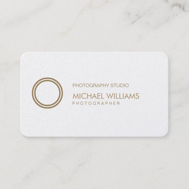Photographer - Professional elegant white symbol Business Card (Front)