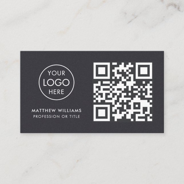 Photographer Professional QR Code Logo Modern Business Card (Front)