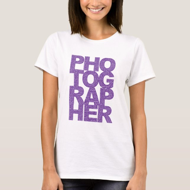 Photographer - Purple Text T-Shirt (Front)