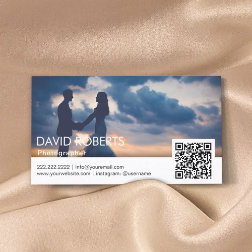 Photographer QR Code Modern Wedding Photography  Business Card