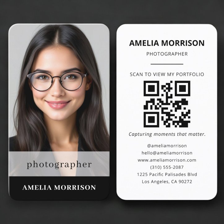 Photographer QR Code Photo Simple Business Card