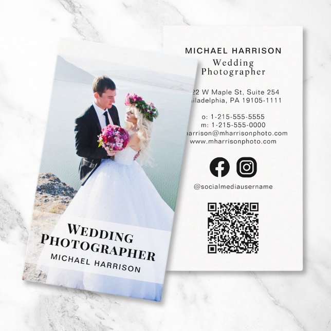 Photographer QR Code Photo Social Media Business Card (Creator Uploaded)