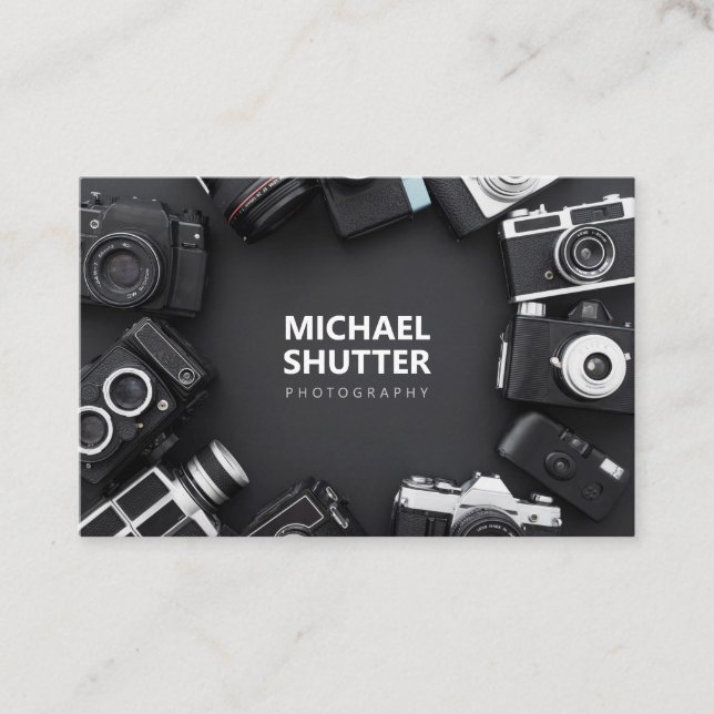 Photographer Retro Analog Film Camera Business Card (Front)