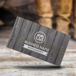 Photographer Rustic Wood Background Photography Business Card
