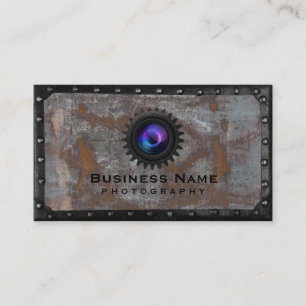 Photographer Rusty Metal Framed Photography Business Card