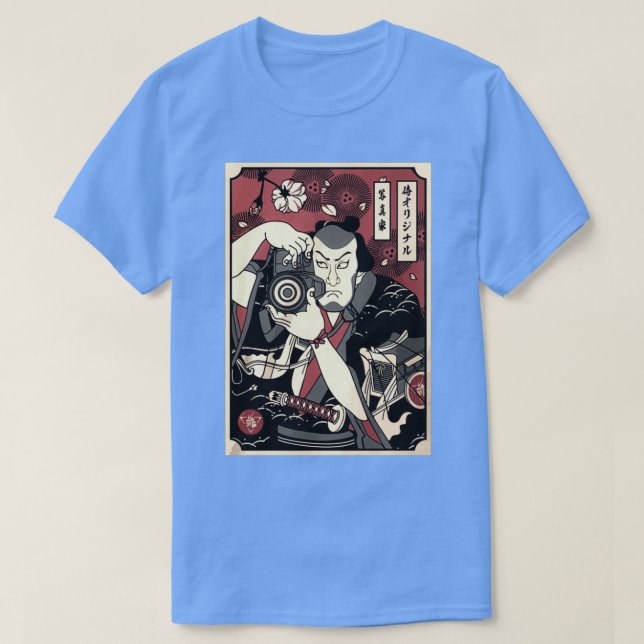 PHOTOGRAPHER SAMURAI MEN PICTURE JAPANESE  T-Shirt (Design Front)