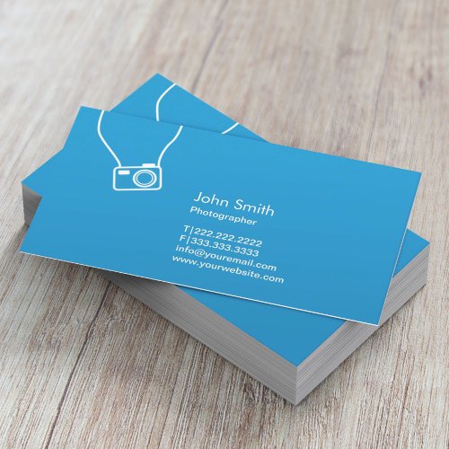 Photographer Simple Camera Blue Photography Business Card