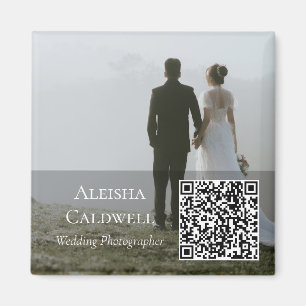 Photographer Square QR Magnetic Business Card Magnet