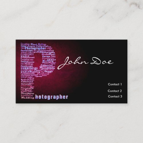 Photographer Typographic Business cards