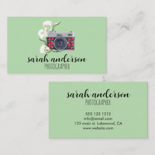 Photographer Vintage Watercolor Camera Business Card