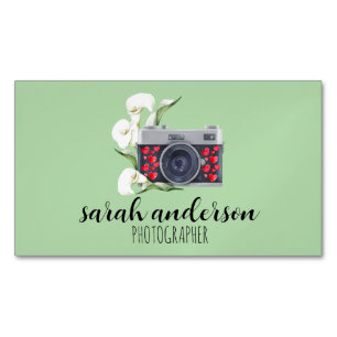 Photographer Vintage Watercolor Camera Business Card Magnet