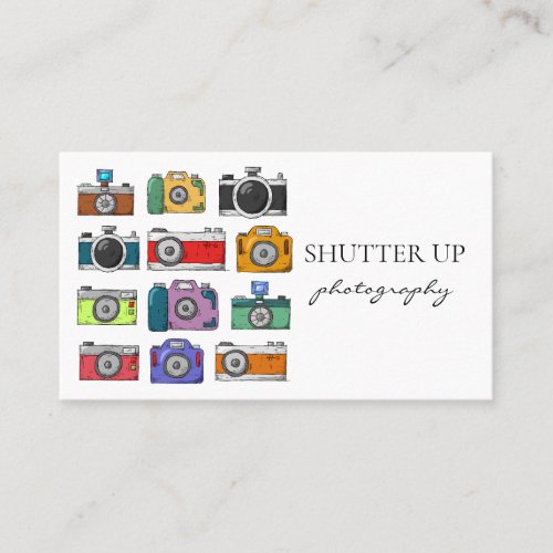 Photographer Watercolor Cameras  Business Card