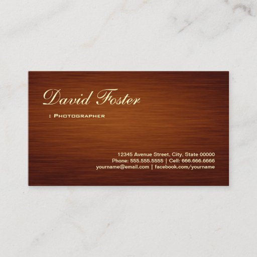 Customizable Photographer - Wood Grain Look Business Card Template