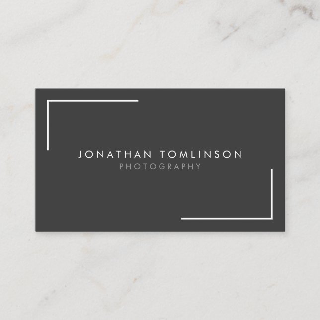 Photographers Modern and Minimal Frame Dark Gray Business Card (Front)