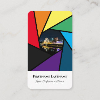 Photographers rainbow colors DSLR Camera lenses Business Card