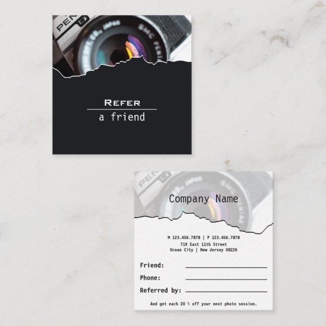 Photographers Refer A Friend  Square Business Card (Front/Back)