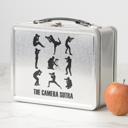 Photographers silhouettes design metal lunch box