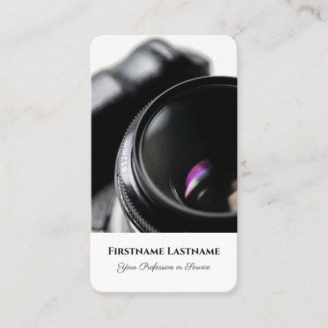 Photographers Videographers DSLR Camera lenses Business Card (Front)