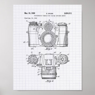 Photographic Camera 1959 Patent Art - Lined Peper Poster