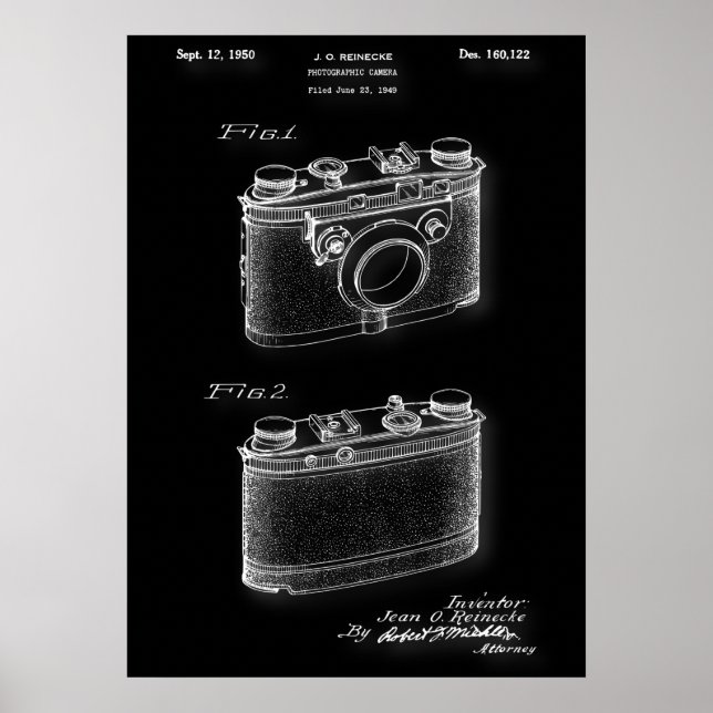 Photographic Camera Patent Poster (Front)