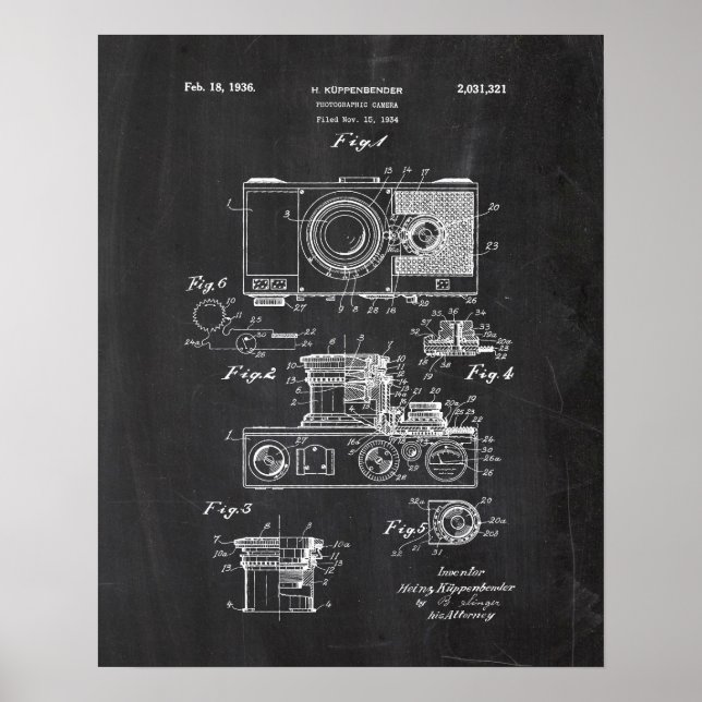 Photographic Camera Patent Poster (Front)