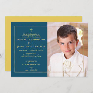 Photographic First Holy Communion Gold Invitation