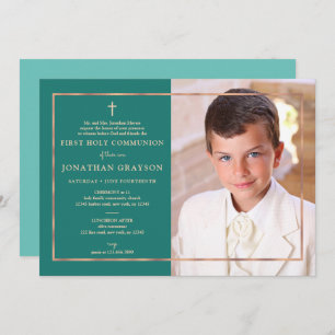 Photographic First Holy Communion Rose Gold Invitation
