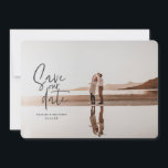 Photographic floral geometric wedding photo save the date<br><div class="desc">Photographic floral geometric wedding photo save the date. In purples,  pinks,  browns and green. Modern take on rustic wedding with script handwriting.</div>