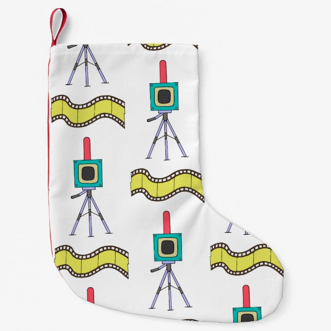 Photographic Journey: Vintage Camera Pattern Small Christmas Stocking (Front)
