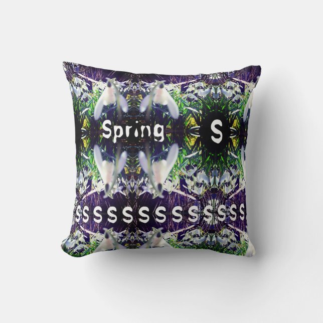 Photographic Snowdrops by River Severn / Hafren   Throw Pillow (Front)