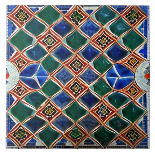 Photographic Type Mosaic Tile Pattern Blue  Green