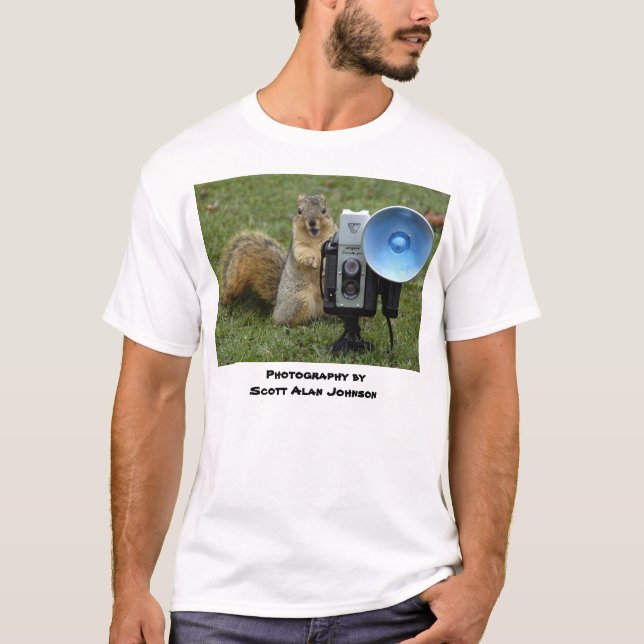 Photographing Squirrels byScott Alan Johnson T-Shirt (Front)